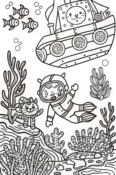 Gabby’s Whimsical Underwater Adventure Coloring Page