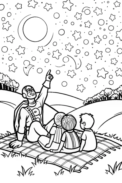 Captain America Stargazing Coloring Page