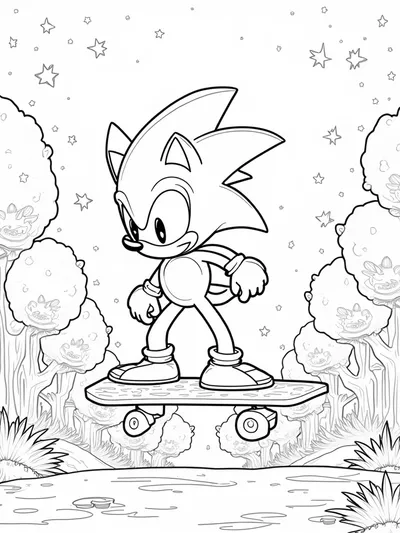 Super Sonic skating in a forest