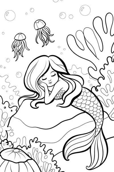 The Mystical Mermaid’s Dream Coloring Page