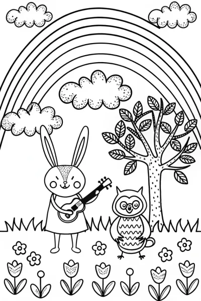 Rainbow Music Festival Coloring Page