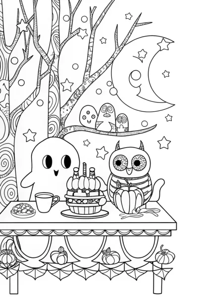 The Haunted Tea Party Coloring Page