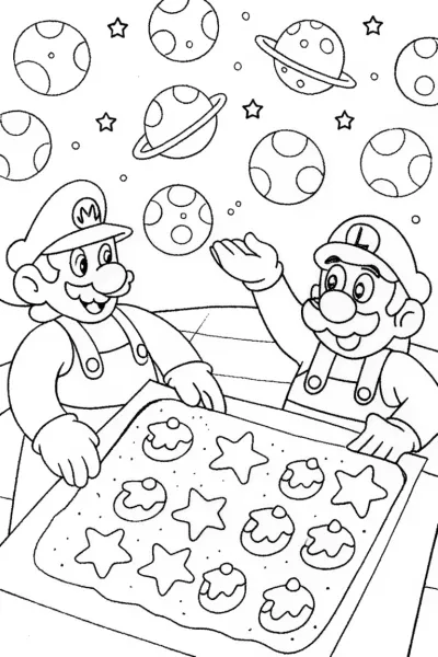 Mario and Luigi’s Space Bakery Adventure Coloring Page