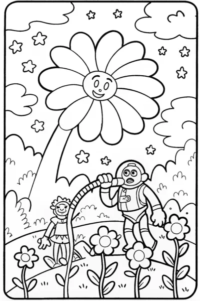 Buzz Lightyear’s Galactic Garden Adventure Coloring Page