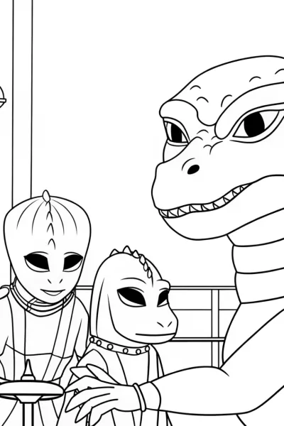 Godzilla helping alien creatures