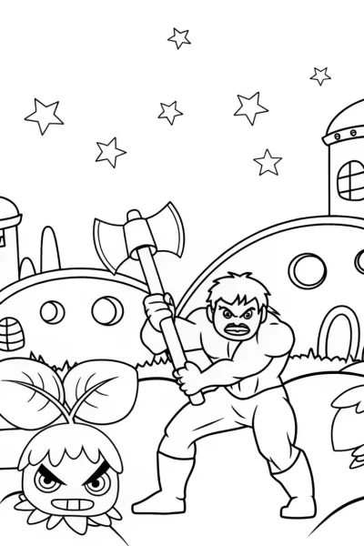 Hulk battles alien plants