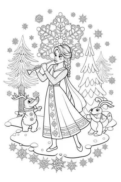 Elsa’s Ice Music Festival Coloring Page