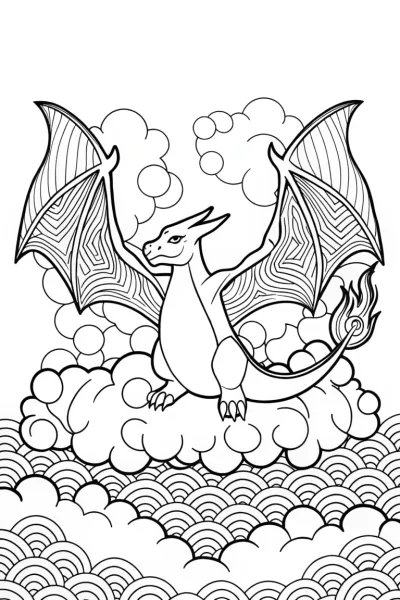 Charizard flying through clouds