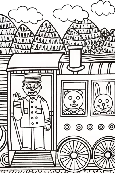 Blippi’s Adventure as a Train Conductor Coloring Page