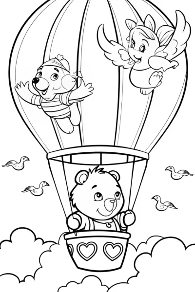 Care Bear’s Magical Balloon Adventure Coloring Page