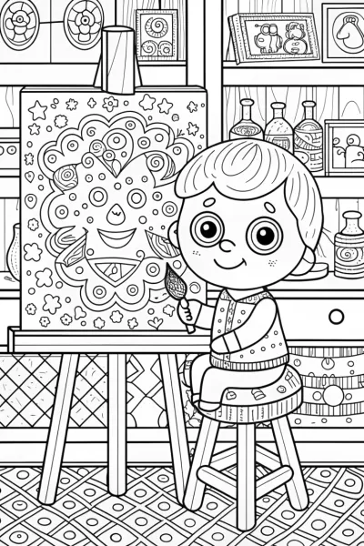 Baby’s First Art Studio Adventure Coloring Page