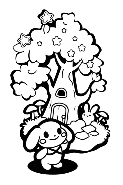 Cinnamoroll’s Enchanted Forest Adventure Coloring Page