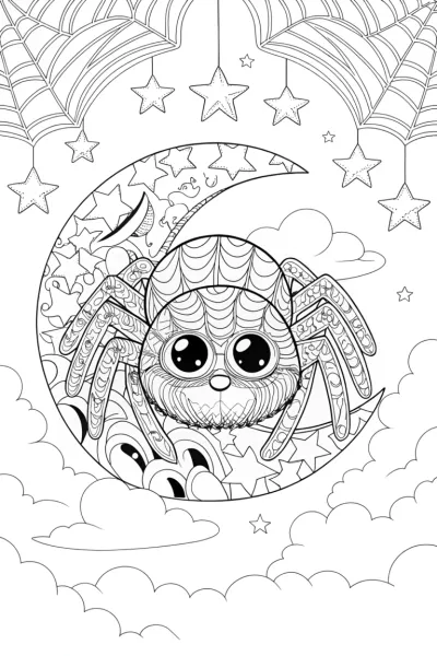 Spider Dreaming Among the Stars Coloring Page