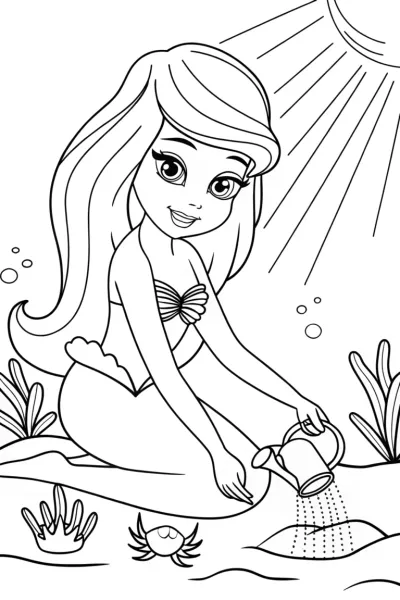 Little mermaid gardening