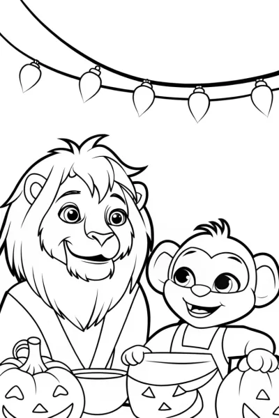 Lion and monkey Halloween party