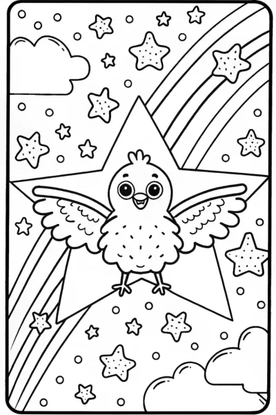 Chick’s Dreamy Starfield Coloring Page