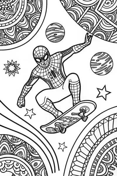 Miles Morales’ Cosmic Skate Adventure Coloring Page