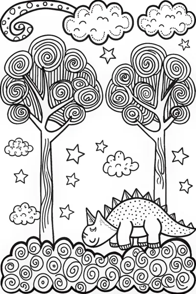 Dinosaur Daydreams Coloring Page