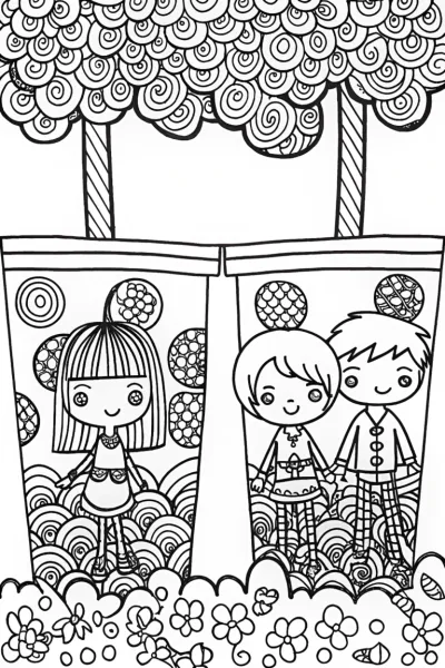 Pastel Boba Tea Friends Coloring Page