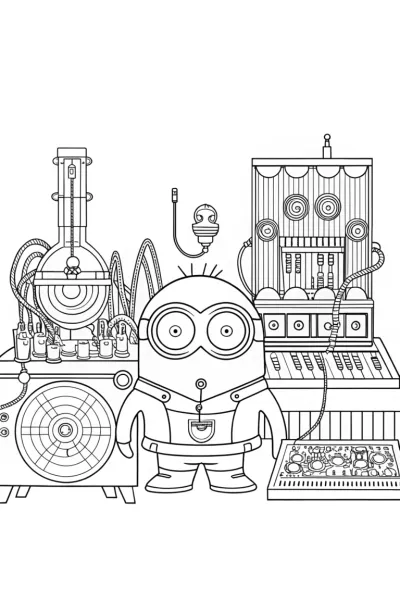 Minion inventing a music machine