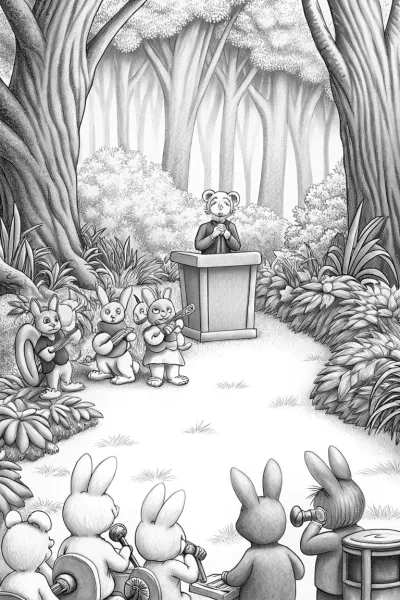 Whiskers conducting a forest orchestra