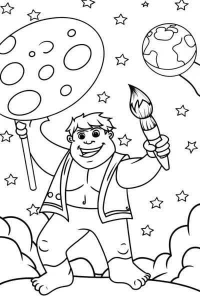 Hulk painting a cosmic mural