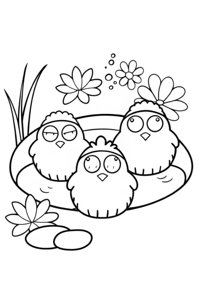 Chickens’ Dreamy Spa Day Coloring Page
