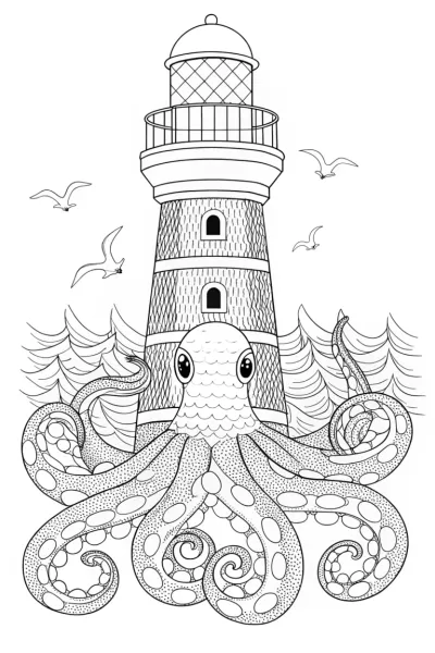Ollie the octopus at the lighthouse