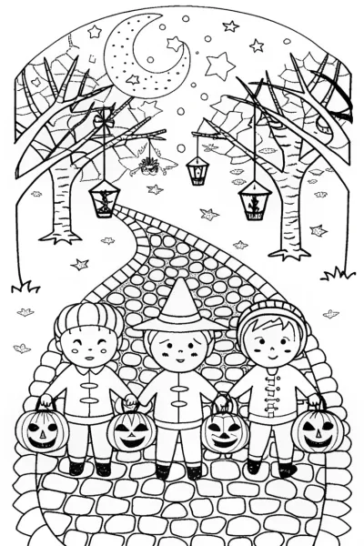 Halloween Lantern Festival Coloring Page