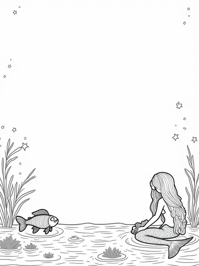 Little mermaid weaving dreams