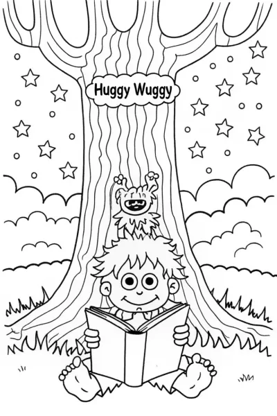 Huggy Wuggy’s Enchanted Storytime Coloring Page