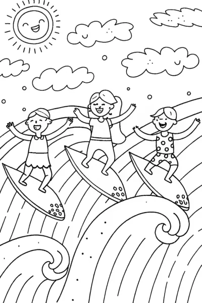 Rainbow High Surfing Adventure Coloring Page