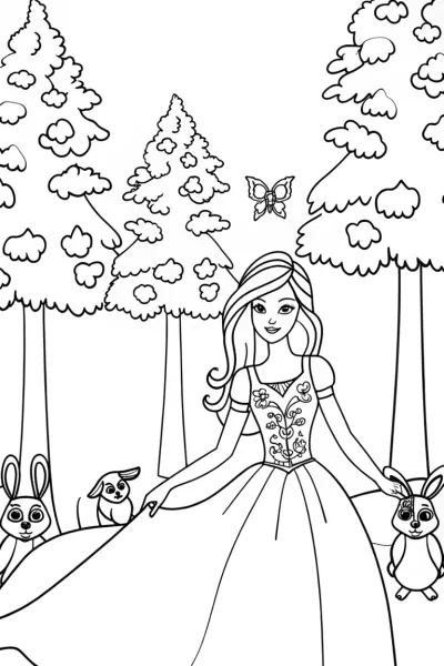 Princess of the Enchanted Forest Coloring Page