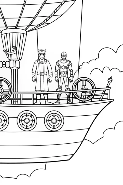Avengers on a steampunk airship