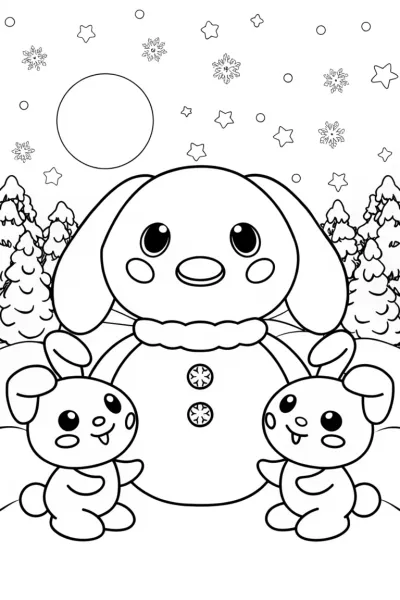 Cinnamoroll’s Cozy Winter Wonderland Coloring Page