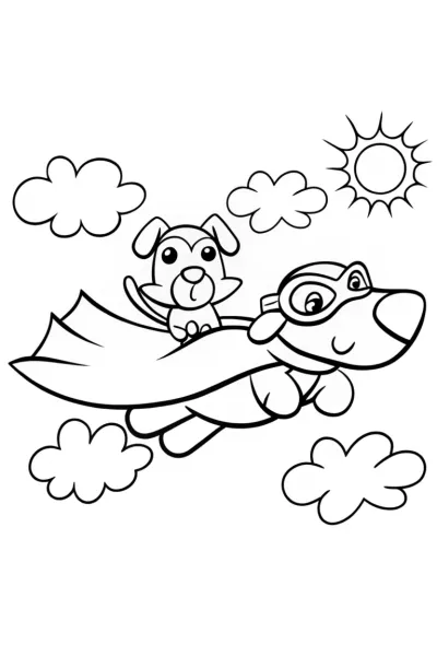 Super Pup and His Flying Sidekick Coloring Page
