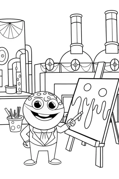 Venom creating art in a factory