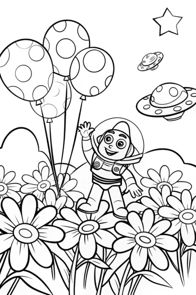 Buzz Lightyear’s Galactic Garden Party Coloring Page