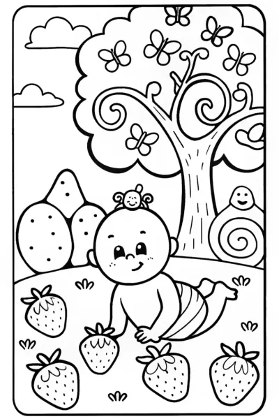 Baby’s Magical Garden Adventure Coloring Page
