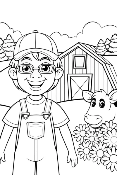 Blippi’s Fun Farm Adventure Coloring Page