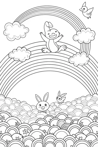 Charmander’s Rainbow Adventure Coloring Page