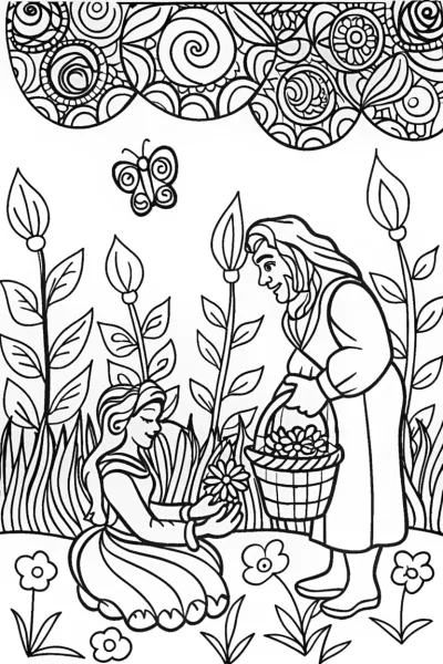 Belle and the Beast’s Secret Garden Coloring Page