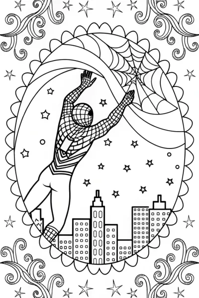 Miles Morales Cosmic Web Coloring Page