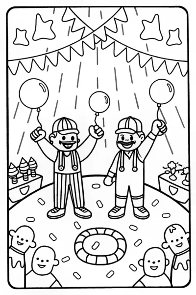 Mario and Luigi’s Tournament of Games Coloring Page