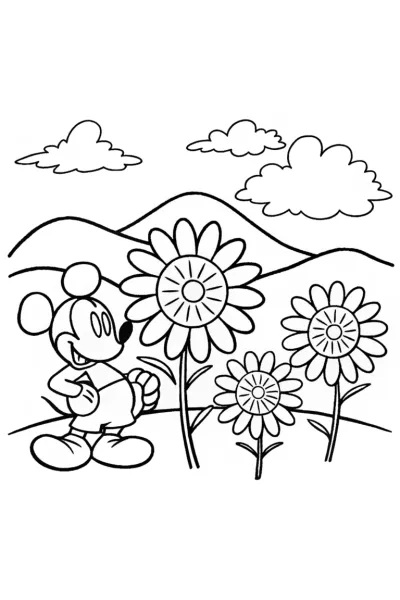 Mickey Mouse Magical Garden Coloring Page