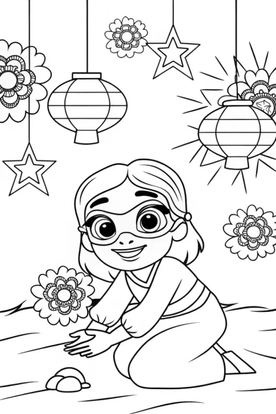 Mirabel decorating lanterns for the festival