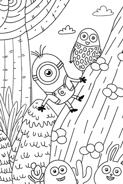 Minion’s Mountain Adventure Coloring Page