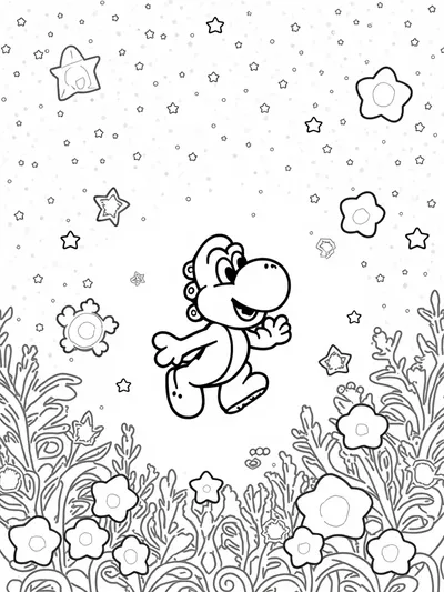 Yoshi in a cosmic garden