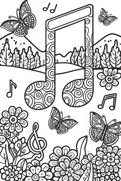 Butterfly Garden Symphony Coloring Page