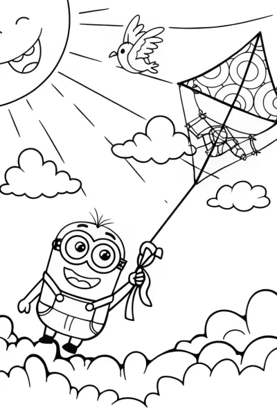Minion’s Magical Kite Adventure Coloring Page
